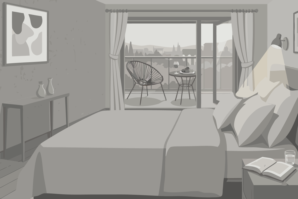 Suite Familiale avec Balcon, 2 Lits Queen-Size et Canapé-Lit - Côté Jardin Intérieur